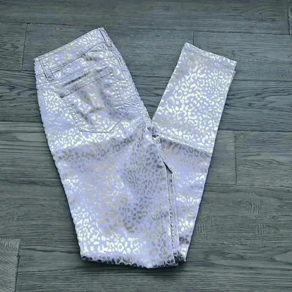 🌸3/$30🌸FIRE Los  Angeles | Lilac purple and gold sparkle cheetah jeggings - Picture 1 of 9